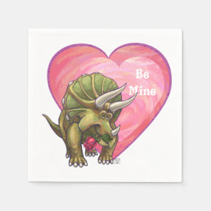 Romantic Triceratops Be Mine Napkin