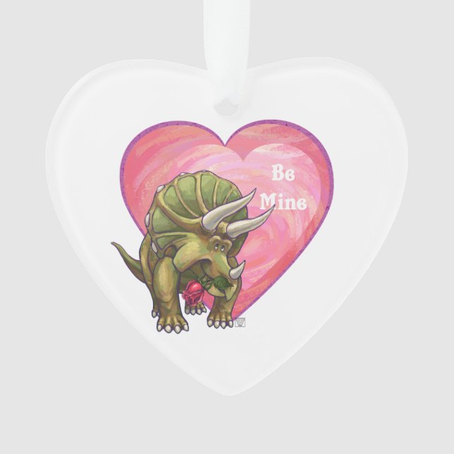 Romantic Triceratops Be Mine Ornament (Front)