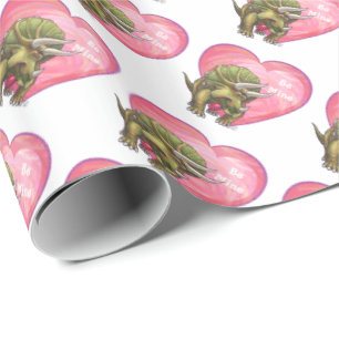 Romantic Triceratops Be Mine Wrapping Paper