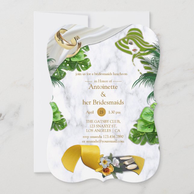 Romantic Tropical Bridal Party Invitation (Front)