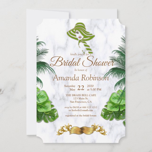 Romantic Tropical Bridal Shower Invitation (Front)