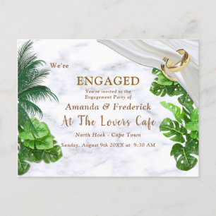 Romantic Tropical  Engagement Invitation Postcard