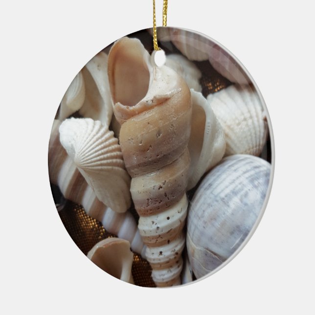 Romantic Tropical Exotic Sea Shells Beach Love Ceramic Tree Decoration (Left)