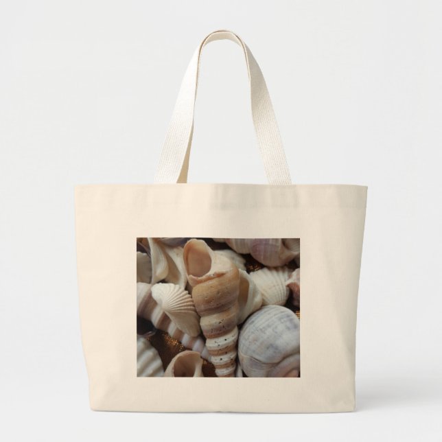 Romantic Tropical Exotic Sea Shells Beach Love Large Tote Bag (Front)