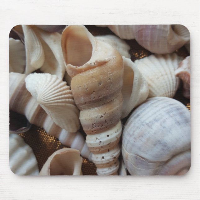 Romantic Tropical Exotic Sea Shells Beach Love Mouse Mat (Front)