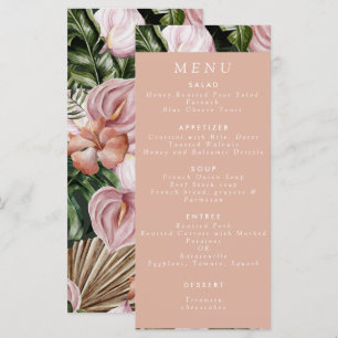 Romantic Tropical Floral soft Pink Green peach Menu