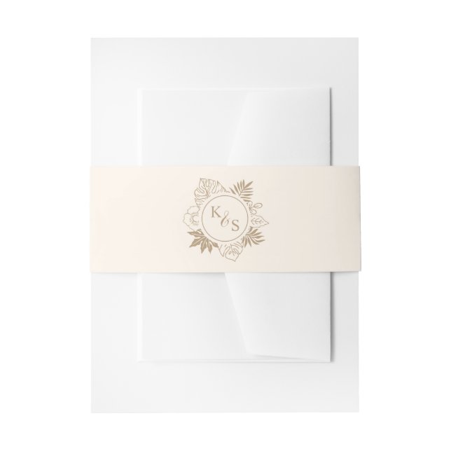 Romantic Tropical Greenery Wedding Invitation Belly Band (Front Example)