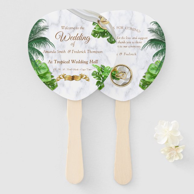 Romantic Tropical Hand Fans (Front and Back)
