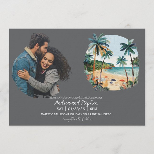 Romantic Tropical Island Wedding Invitation (Front)