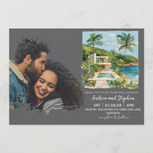 Romantic Tropical Island Wedding Invitation