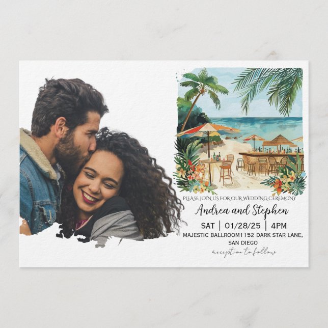 Romantic Tropical Island Wedding Invitation (Front)