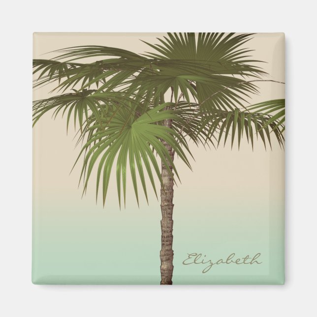 Romantic Tropical Palm Tree -Personalised Magnet (Front)