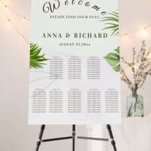 Romantic Tropical Wedding Foam Board Seating Chart