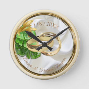 Romantic Tropical Wedding Gift Clock