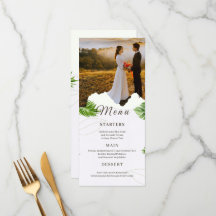 Romantic Tropical Wedding Menu Card
