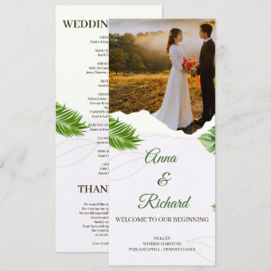 Romantic Tropical Wedding Program Card