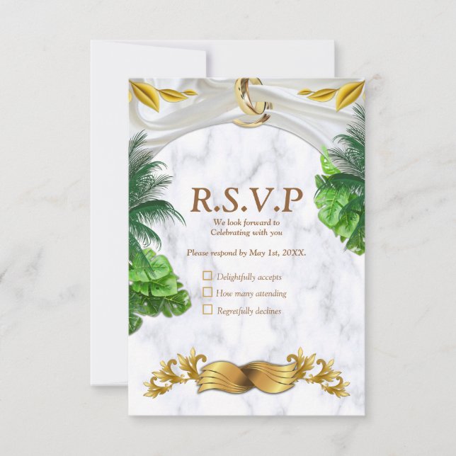 Romantic Tropical Wedding RSVP Card (Front)