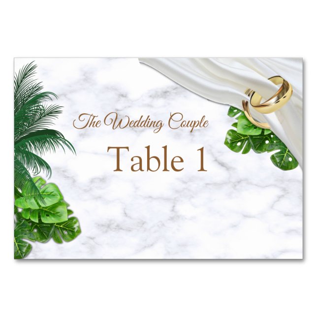 Romantic Tropical Wedding Table cards (Front)