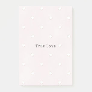 Romantic True Love White Hearts Pink Valentine Post-it Notes
