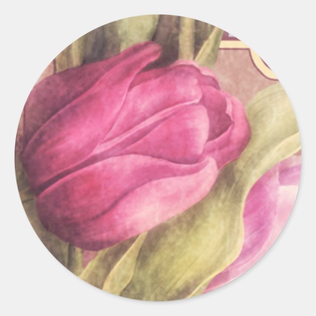 Romantic Tulips 1 Classic Round Sticker (Front)