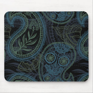 Romantic Turquoise, Blue & Green Paisley Mouse Mat