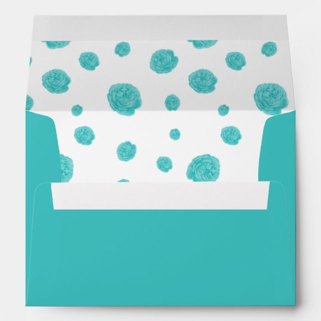 romantic turquoise flowers wedding  envelope (Back (Bottom))
