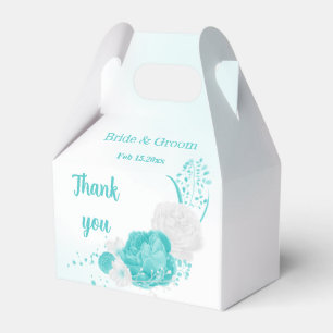 romantic turquoise flowers wedding  favour box