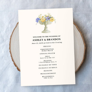 Romantic Tuscan Garden Urn Floral Wedding Programme
