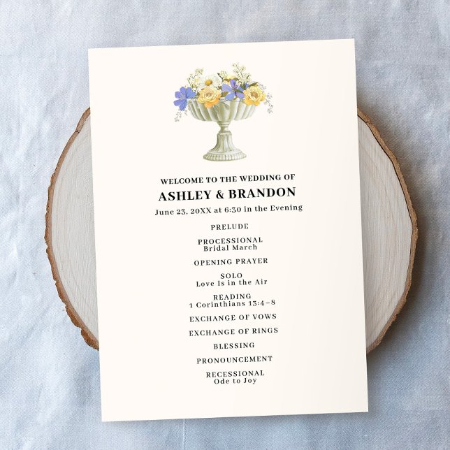 Romantic Tuscan Garden Urn Floral Wedding Programme (Creator Uploaded)