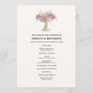 Romantic Tuscan Garden Urn Floral Wedding Programme