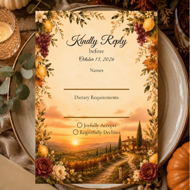Romantic Tuscan Wedding RSVP Card (Creator Uploaded)