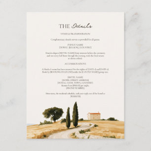 Romantic Tuscany Cypress Farmhouse Wedding Details Enclosure Card