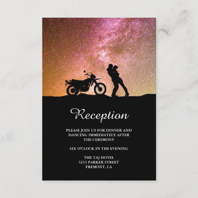 Romantic Twilight Galaxy Couple Wedding Reception Enclosure Card (Front)