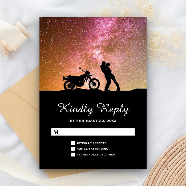 Romantic Twilight Galaxy Couple Wedding RSVP Card (Creator Uploaded)