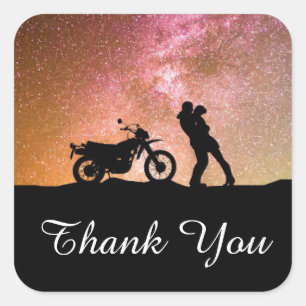 Romantic Twilight Galaxy Couple Wedding Thank You Square Sticker