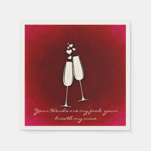 Romantic Twin Wine Glasses Valentine's Day Napkin