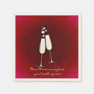Romantic Twin Wine Glasses Valentine's Day Napkin