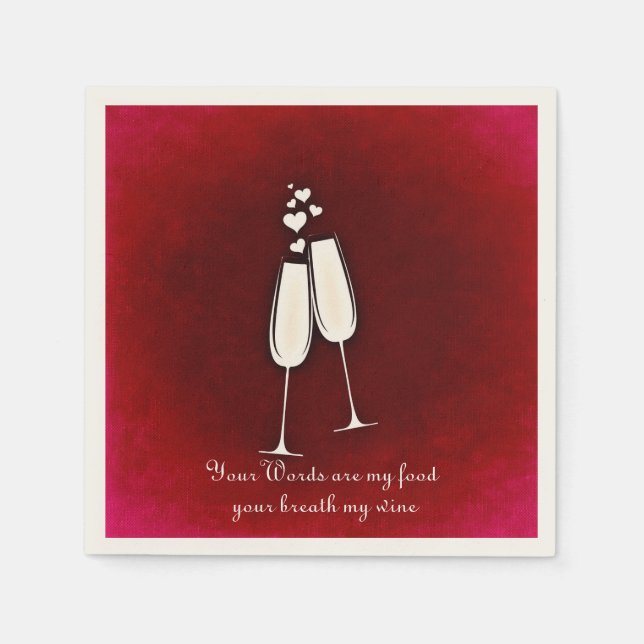 Romantic Twin Wine Glasses Valentine's Day Napkin (Front)