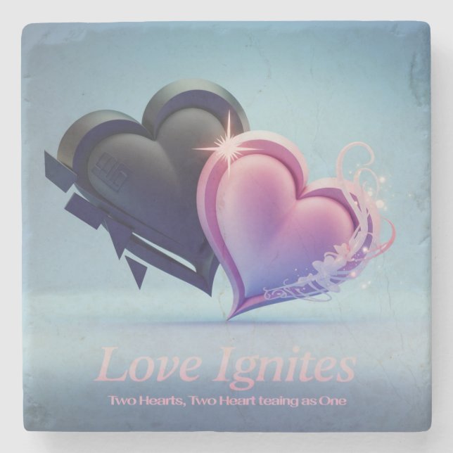 Romantic Two Hearts Coaster (Front)