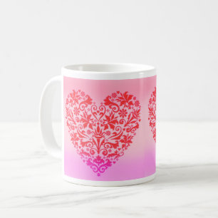 Romantic two red hearts coffee mug