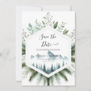 Romantic Typography Mountain Wedding Save The Date
