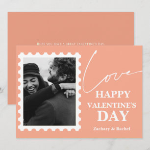 Romantic Typography Valentines day couple 1 photo Holiday Card