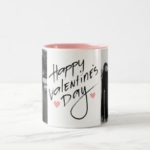Romantic Typography Valentines day couple 2 photo Two-Tone Coffee Mug