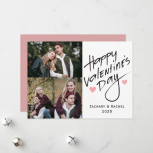 Romantic Typography Valentines day couple 3 photo Holiday Card