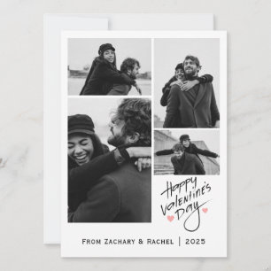 Romantic Typography Valentines day couple 4 photo Holiday Card
