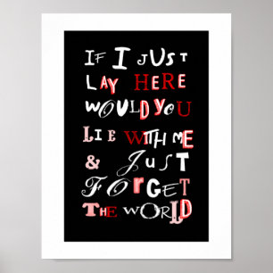 Romantic Typography Word Art Red Black White Poster