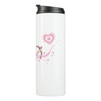 Romantic Valentine Art with Pink Heart Glow Thermal Tumbler