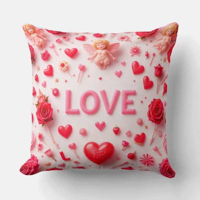 Romantic Valentine Card Design Cushion (Front)