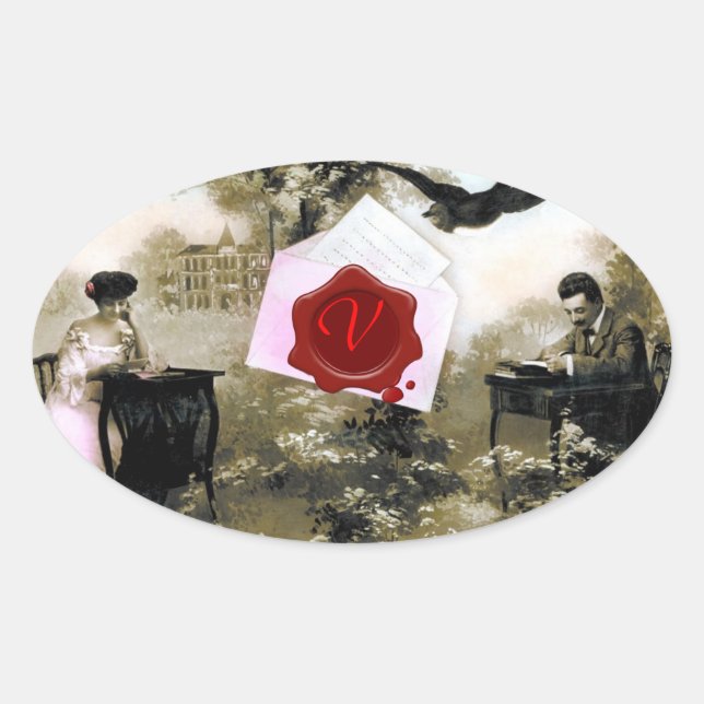 ROMANTIC VALENTINE LETTER ,RED WAX SEAL MONOGRAM (Front)