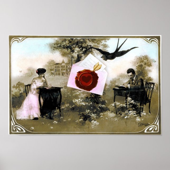 ROMANTIC VALENTINE LETTER ,RED WAX SEAL POSTER (Front)